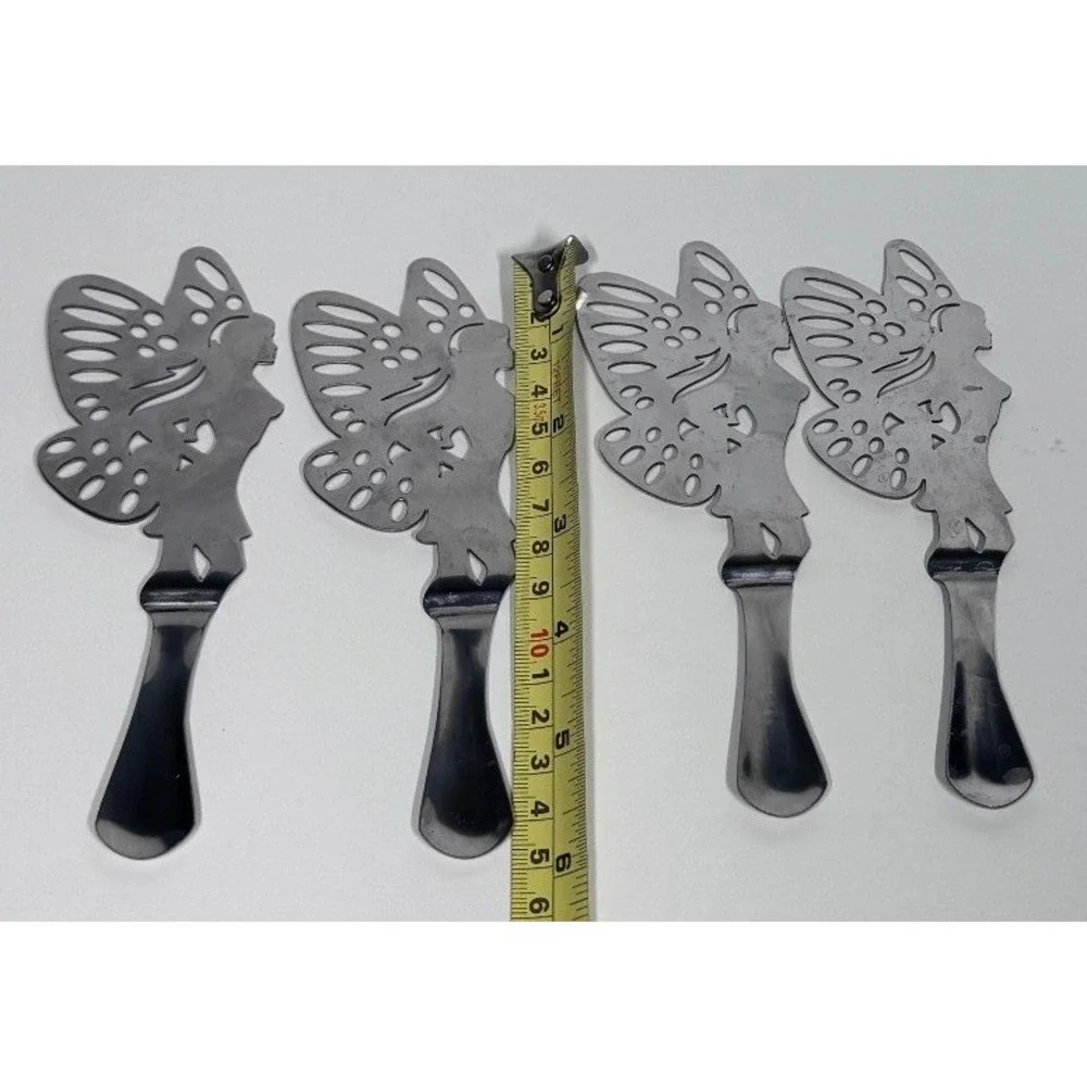Absente Green Fairy Absinthe Spoons Set of 4 Stainless Steel Slotted Barware